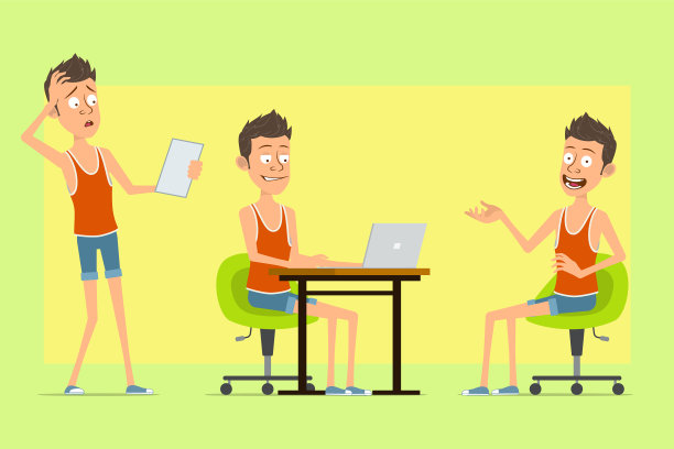 卡通平面滑稽的运动员人物设置图片下载