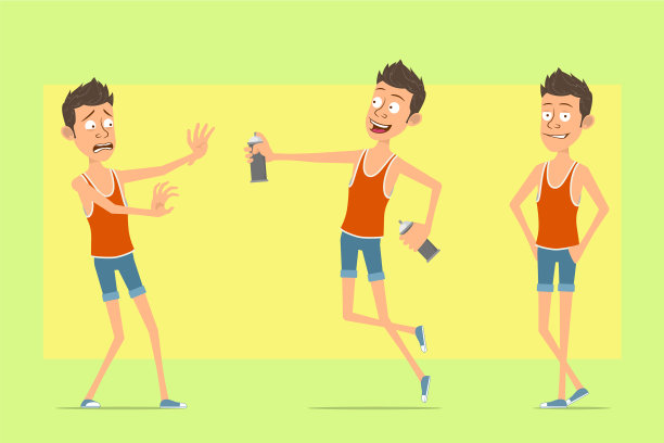 卡通平面滑稽的运动员人物设置图片下载