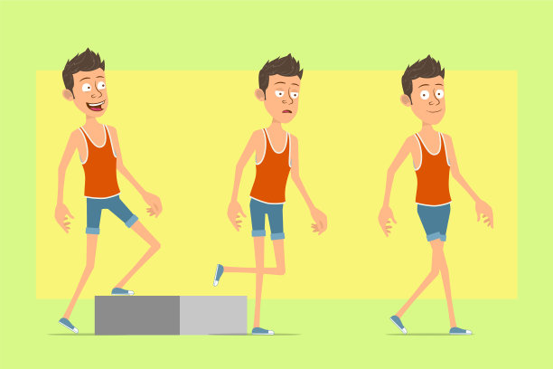 卡通平面滑稽的运动员人物设置图片下载