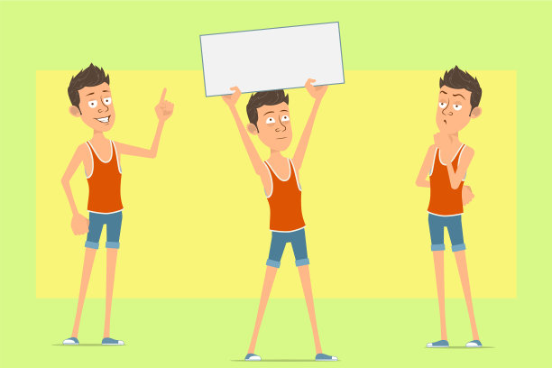 卡通平面滑稽的运动员人物设置图片下载