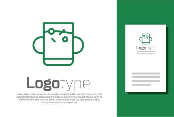 绿线杯茶与叶的图标隔离上图片下载