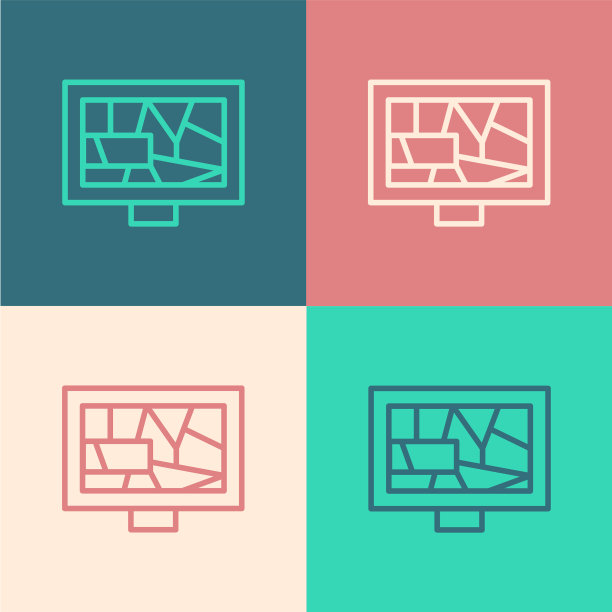 波普艺术线画艺术图标孤立在色彩上图片下载