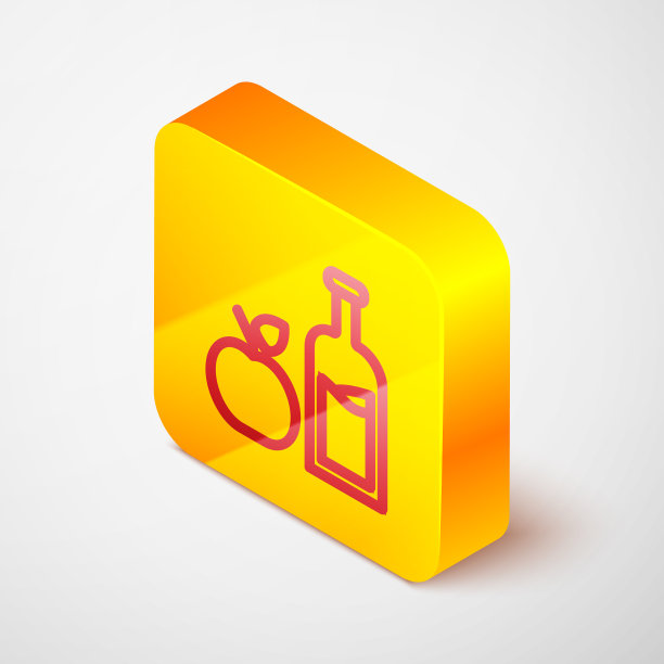 等距线苹果酒瓶图标孤立上图片下载