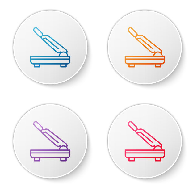 彩色线切纸机图标孤立在白色上图片下载