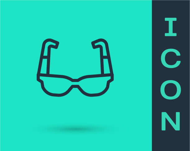 黑色线运动自行车太阳镜图标孤立图片下载