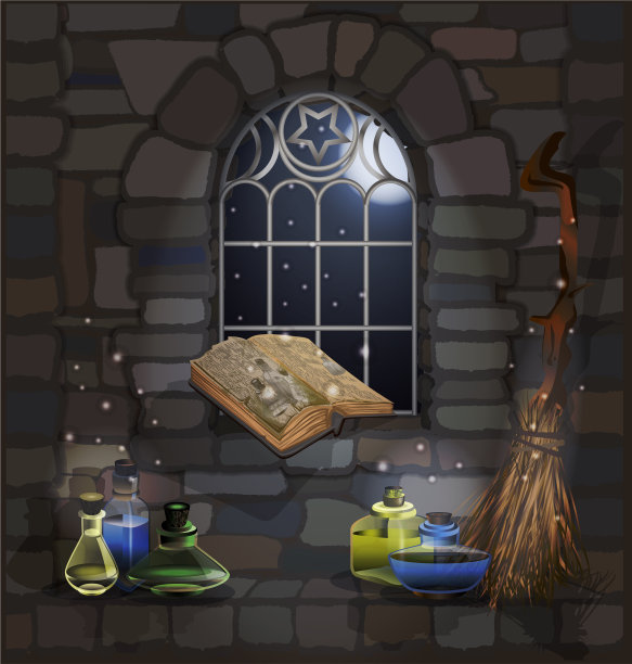 华丽的otify窗口，一个石头房子魔术书图片下载