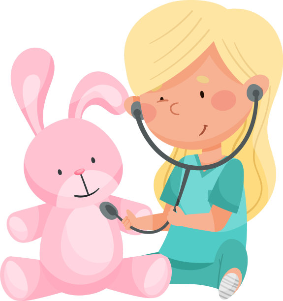 细心的小女孩在医疗穿检查图片下载