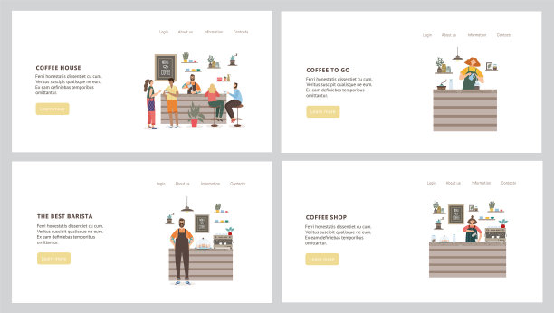 在咖啡店设置横幅，让人们见面图片下载