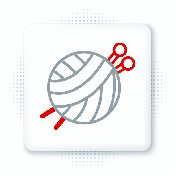 线纱球与针织针图标隔离图片下载