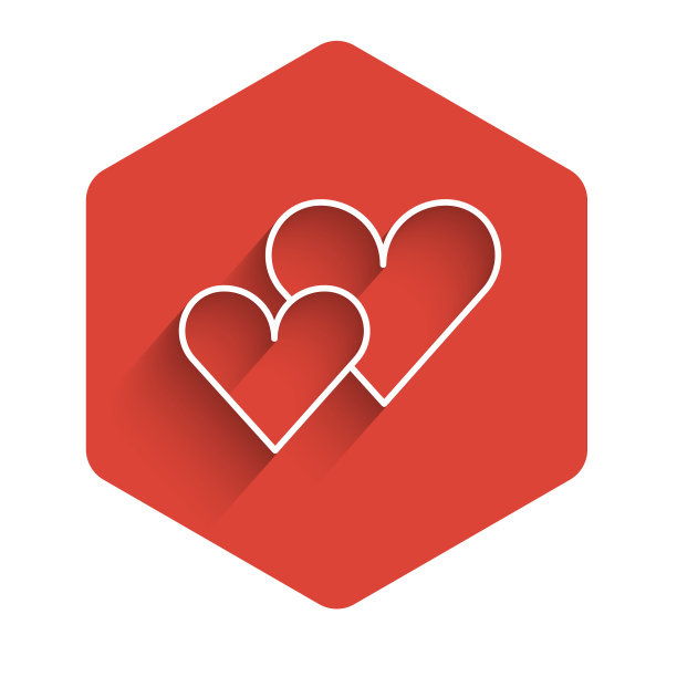 白色线心图标孤立与长阴影图片下载