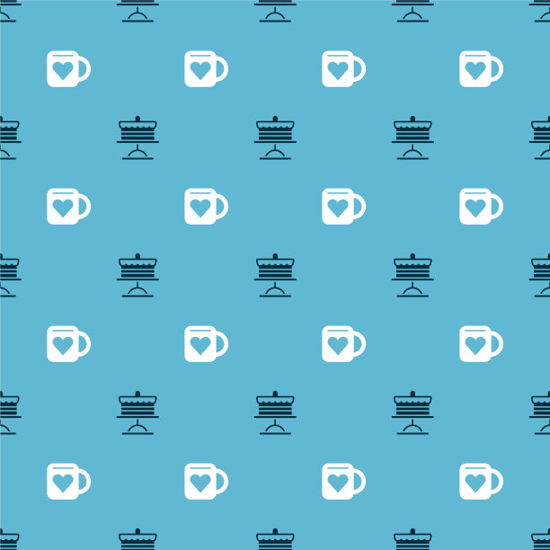 把蛋糕放在盘子和咖啡杯上，把心放在上面图片下载