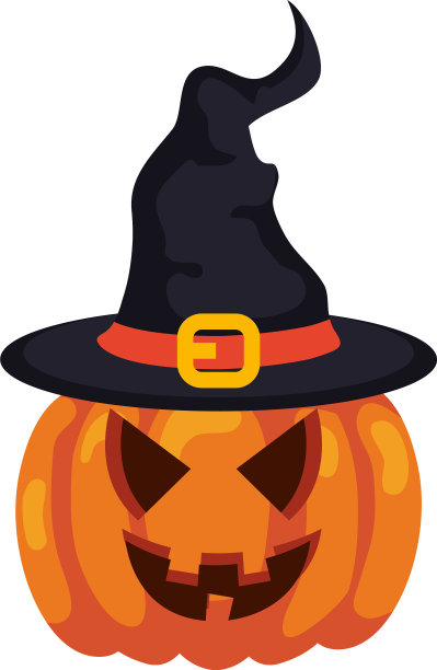 万圣节南瓜女巫在白色的帽子图片下载
