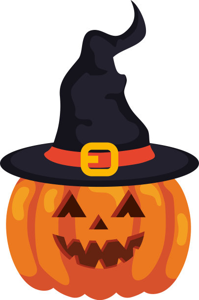 万圣节的南瓜女巫在白色的帽子图片下载