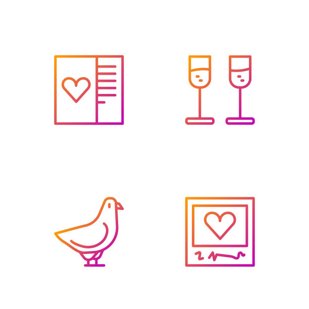 设线相框和心形鸽子明信片图片下载