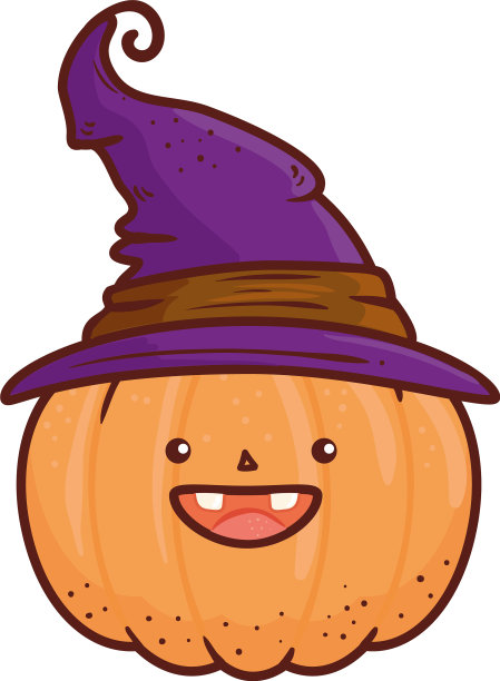 万圣节可爱的南瓜女巫戴着白色的帽子图片下载