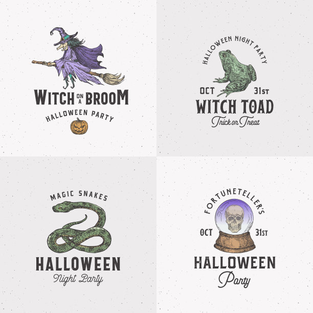 复古风格的万圣节标志或标签模板图片下载