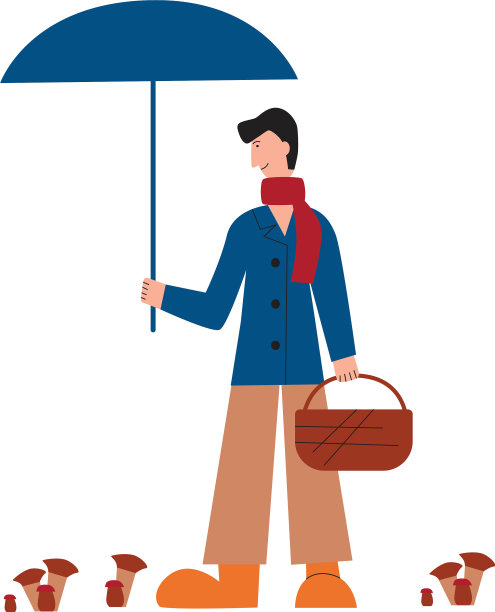 男子采蘑菇模板为秋平图片下载