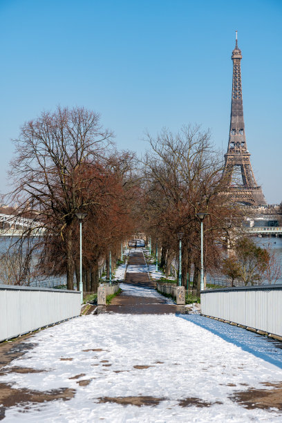 雪后塞纳河上的天鹅岛-法国巴黎图片下载