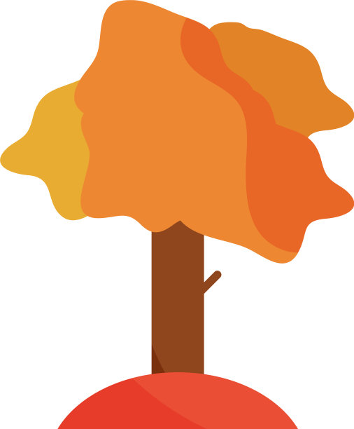 秋天乔木，树叶植被，森林平坦的图标图片下载