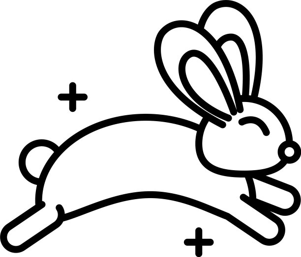 可爱的兔子跳跃动物白色背景线性图片下载