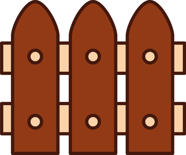 木栅栏农场保护线和填充图标图片下载