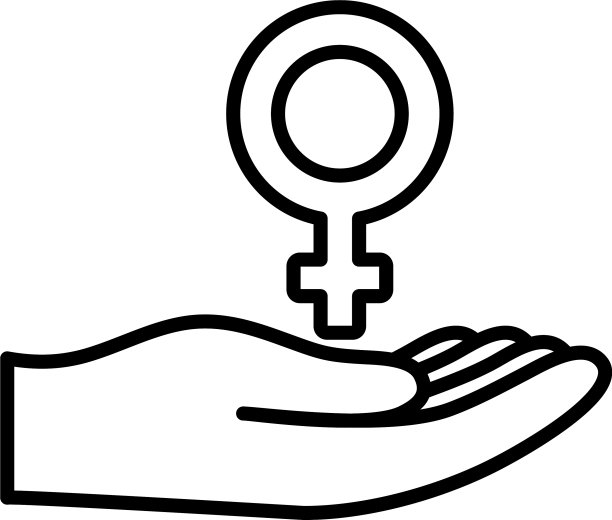 手牵着一个女性标志图标线图片下载