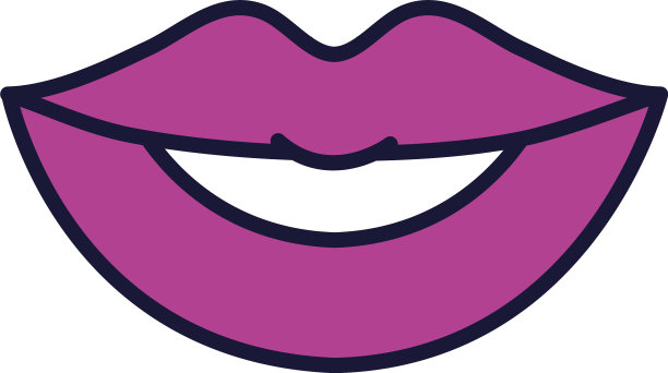 女性嘴图标线和填充风格图片下载