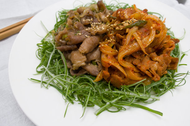 韩式辣酱炒猪肉——韩式料理。图片下载