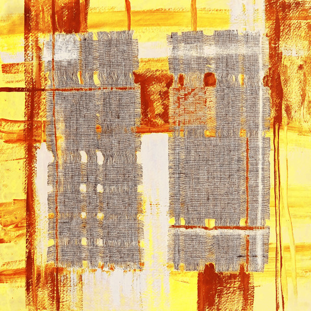 抽象插图红黄色织物贴花。种族背景图片下载