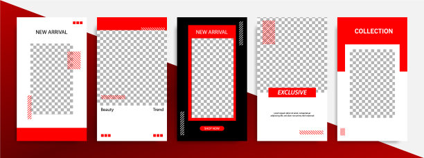 现代红色社交媒体故事或故事模板图片下载