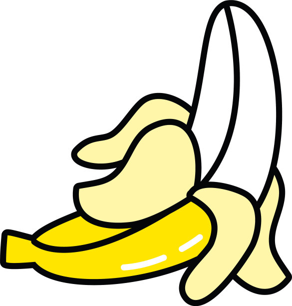 波普艺术元素概念香蕉图标线和图片下载