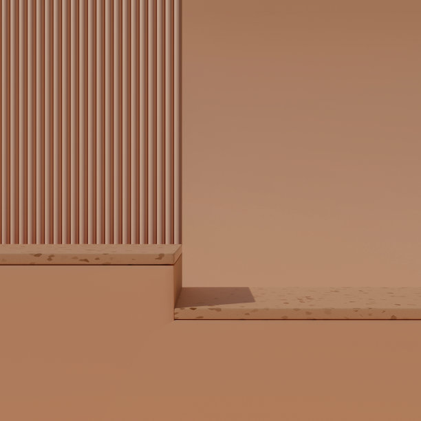 在浅橙色背景上的3d渲染空讲台。图片下载