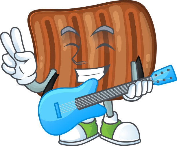 晚餐才华横溢的烤牛肉卡通配着吉他图片下载