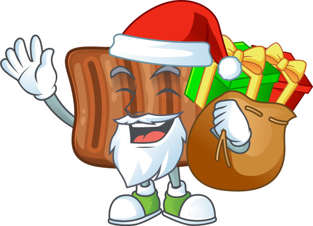 烤牛肉圣诞老人与盒子礼物图片下载