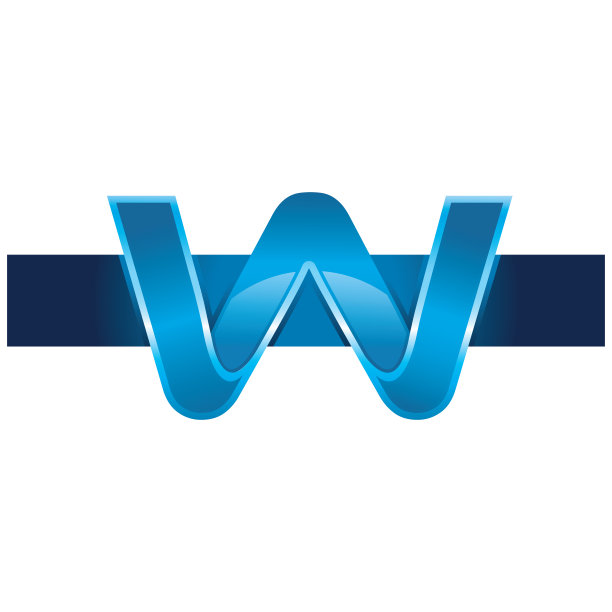 抽象字母W标志概念与蓝色元素图标和模板图片下载