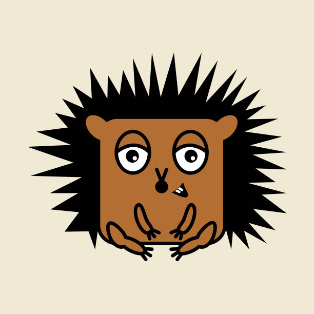 方形刺猬滑稽卡通扁图片下载