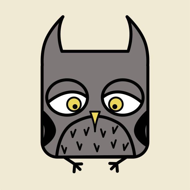 方形猫头鹰滑稽卡通扁图片下载