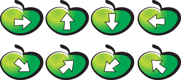 向量苹果箭头键系列:上，下，左，右图片下载