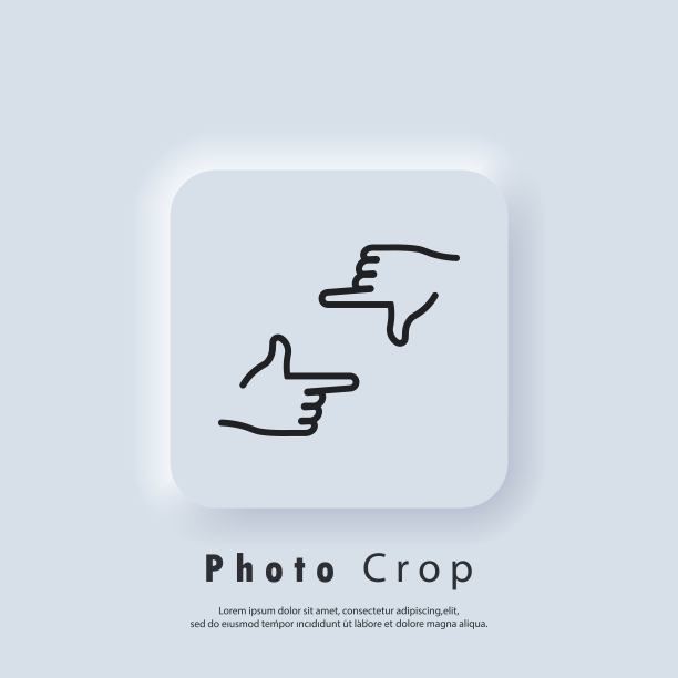照片作物图标。手框架裁剪手势图标。手握相机快门。电影制作过程中导演的手势。向量EPS 10。Neumorphic UI体验图片下载