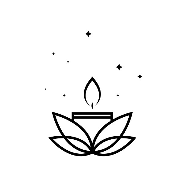 矢量标志，其中一个抽象形象的蜡烛制成的花瓣。图片下载