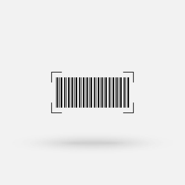 现代简单的平面条码标志。工业二维码和扫描条码标签。营销、互联网的概念。平坦的黑色矢量插图上的白色背景。每股收益10图片下载