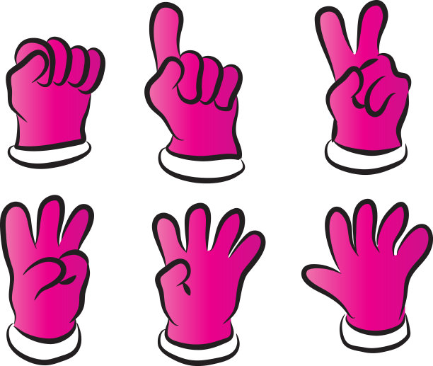 向量手套点手指数集图片下载
