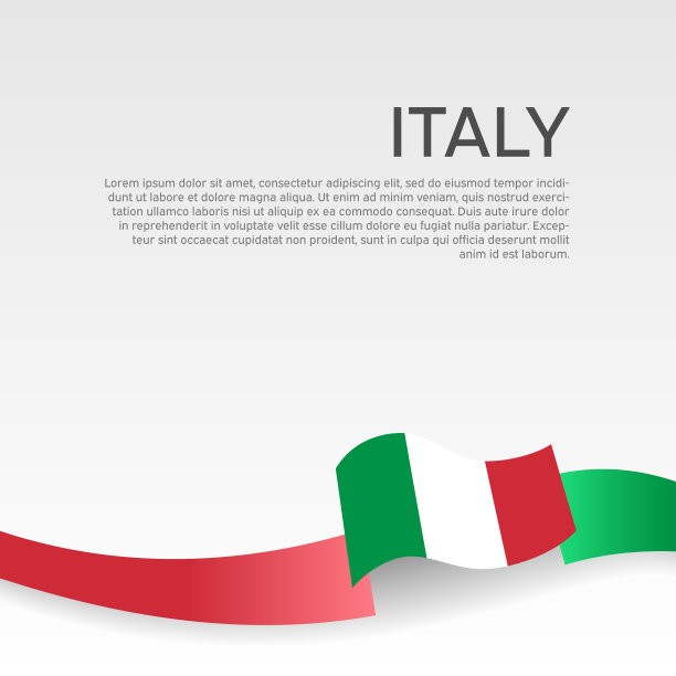 意大利国旗背景波浪形彩带旗图片下载