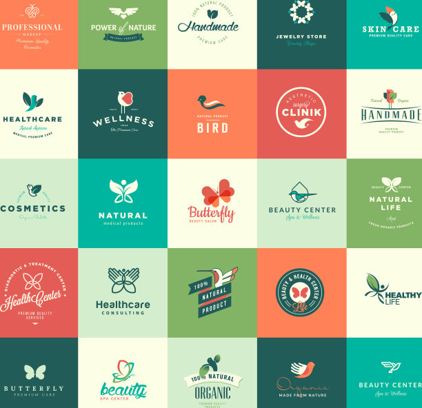 设置平面设计动物和自然图标图片下载