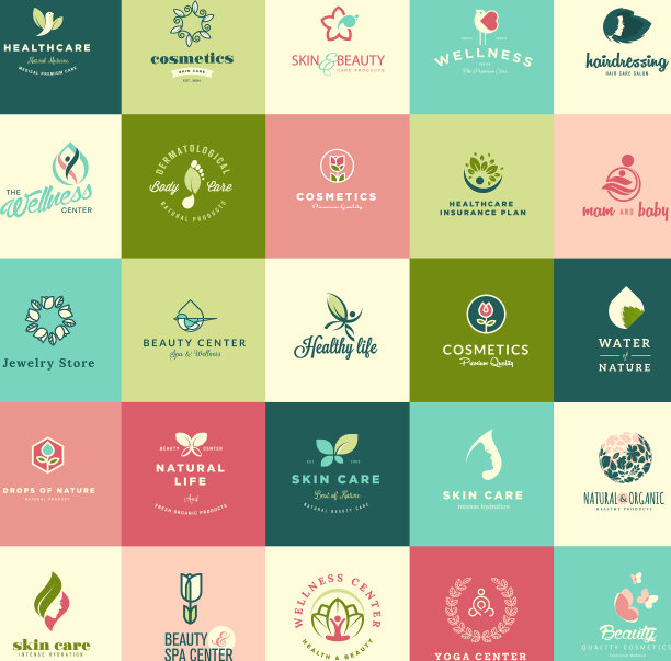 设置平面设计的美丽和自然图标图片下载