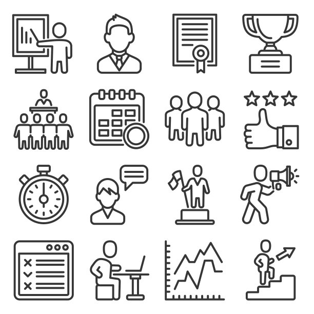 教练和教练图标设置在白色背景图片下载