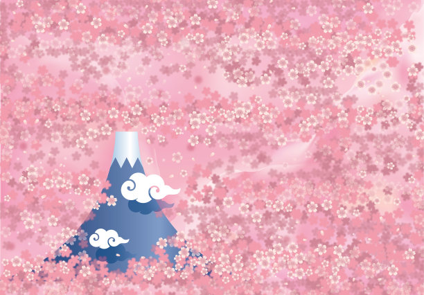 樱花盛开，富士山图片下载