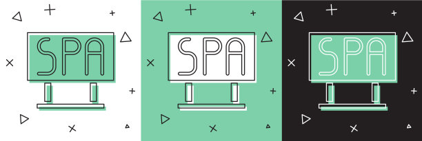 设置水疗沙龙招牌图标孤立在白色和图片下载