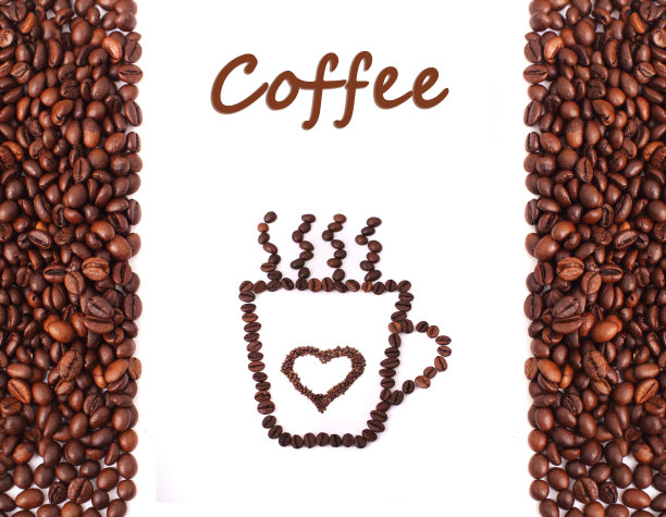 烤过的心形咖啡豆图片下载