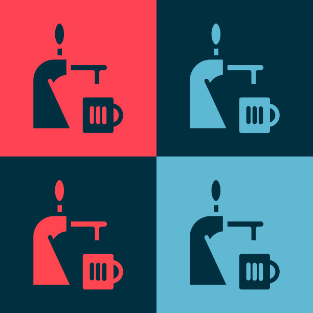 波普艺术啤酒水龙头与玻璃图标隔离的颜色图片下载